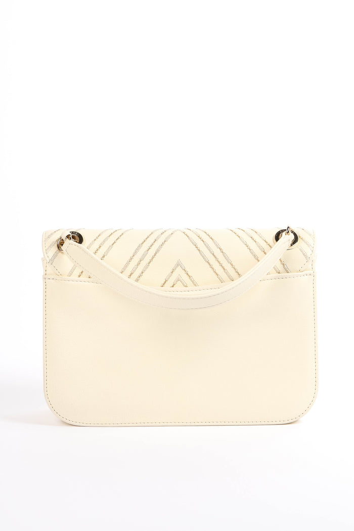 2010s Chanel Cream Leather Chevron Shoulder Bag