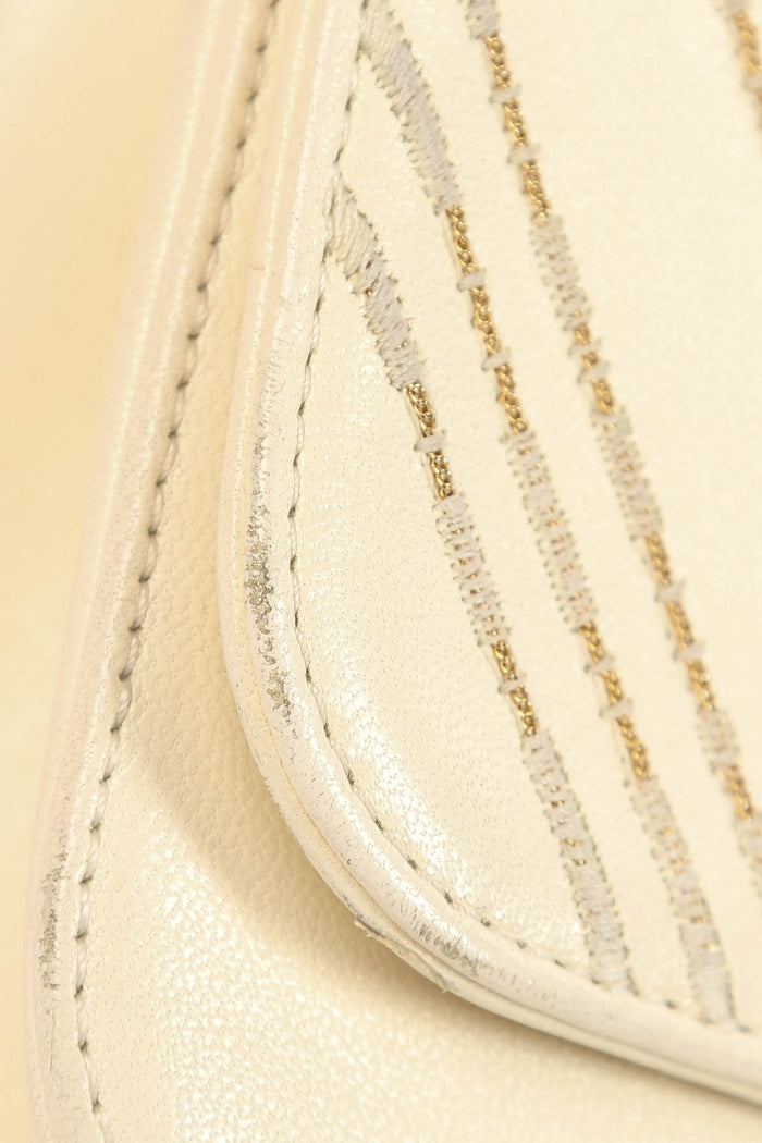 2010s Chanel Cream Leather Chevron Shoulder Bag