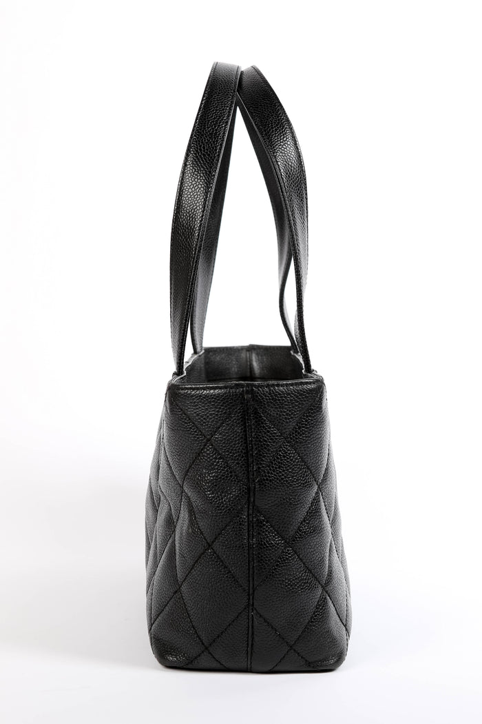 2000s Chanel Black Caviar Leather Shoulder Bag