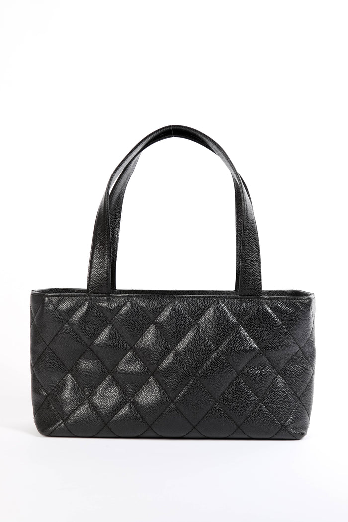 2000s Chanel Black Caviar Leather Shoulder Bag