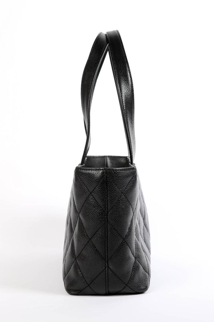 2000s Chanel Black Caviar Leather Shoulder Bag