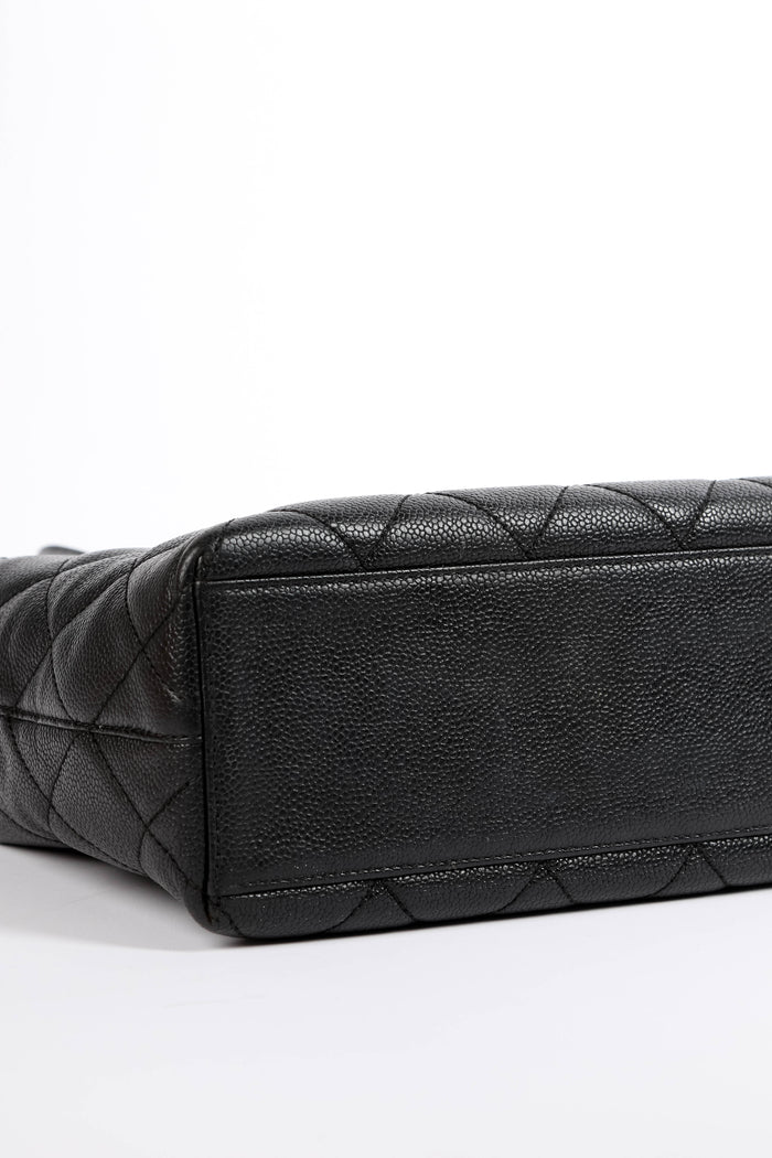 2000s Chanel Black Caviar Leather Shoulder Bag
