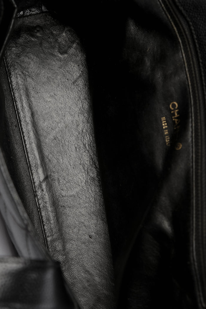 2000s Chanel Black Caviar Leather Shoulder Bag