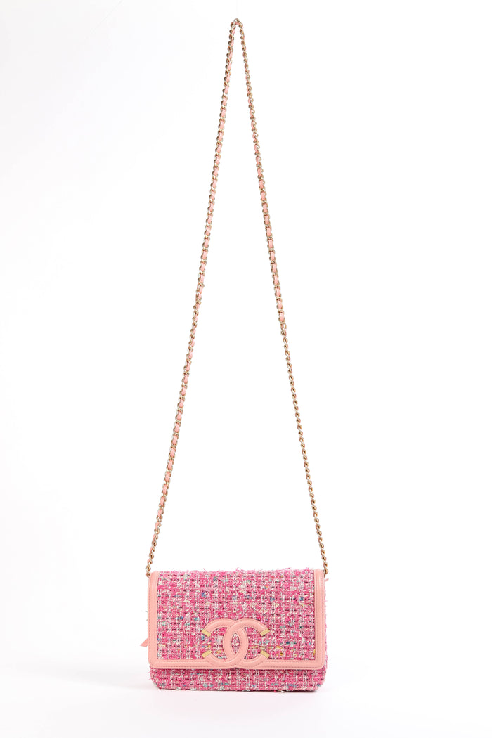 2019 Chanel Pink Tweed Wallet on Chain
