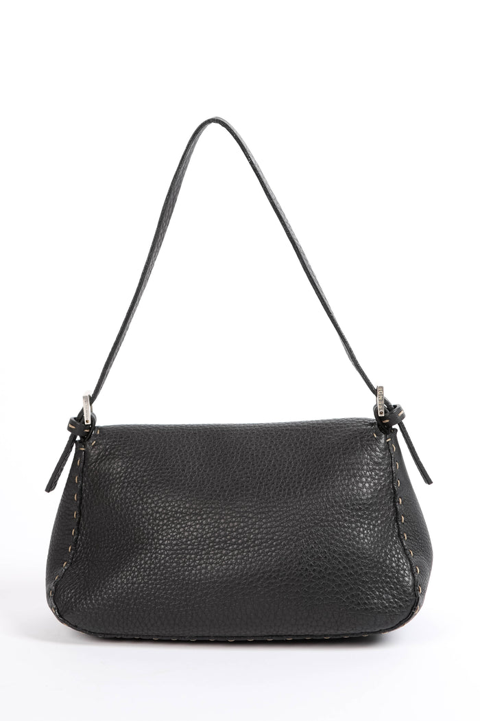 Vintage Fendi Black Leather Selleria Mini Mamma Baguette Bag