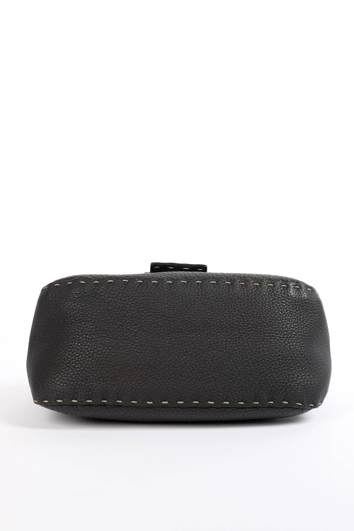 Vintage Fendi Black Leather Selleria Mini Mamma Baguette Bag