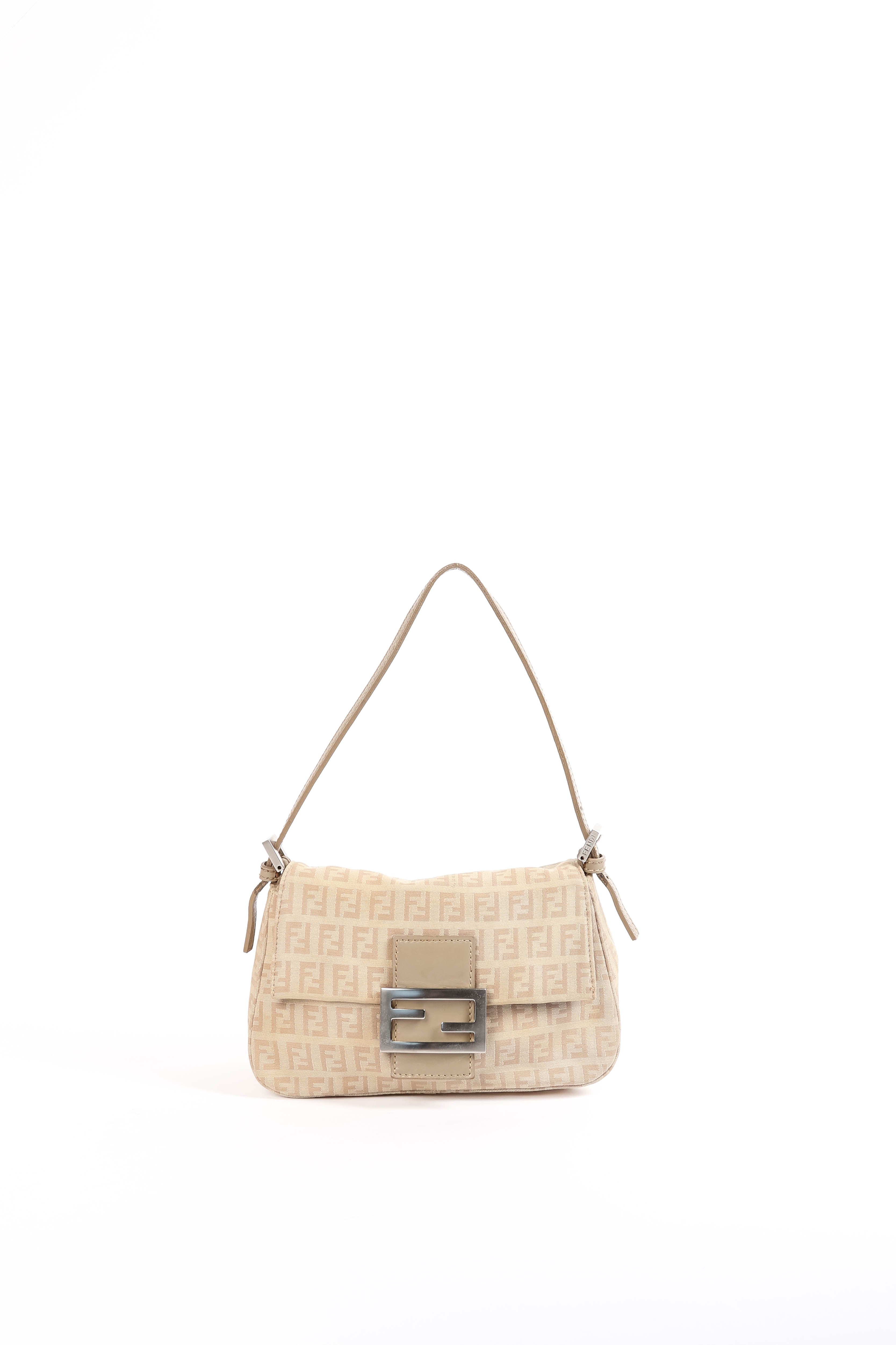 バッグ Fendi Beige Zucchino Handbag ITALY Vintage Fendi Light Beige Zucchino Mini Mamma Shoulder Bag – Break