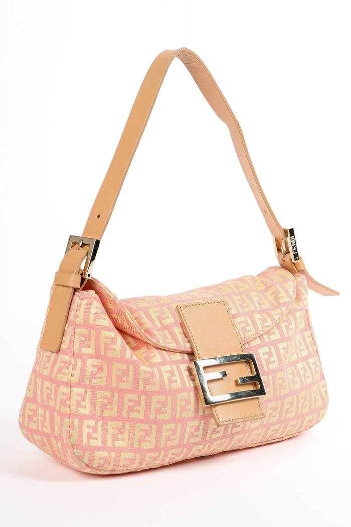 Vintage Fendi Pink Zucchino Shoulder Bag