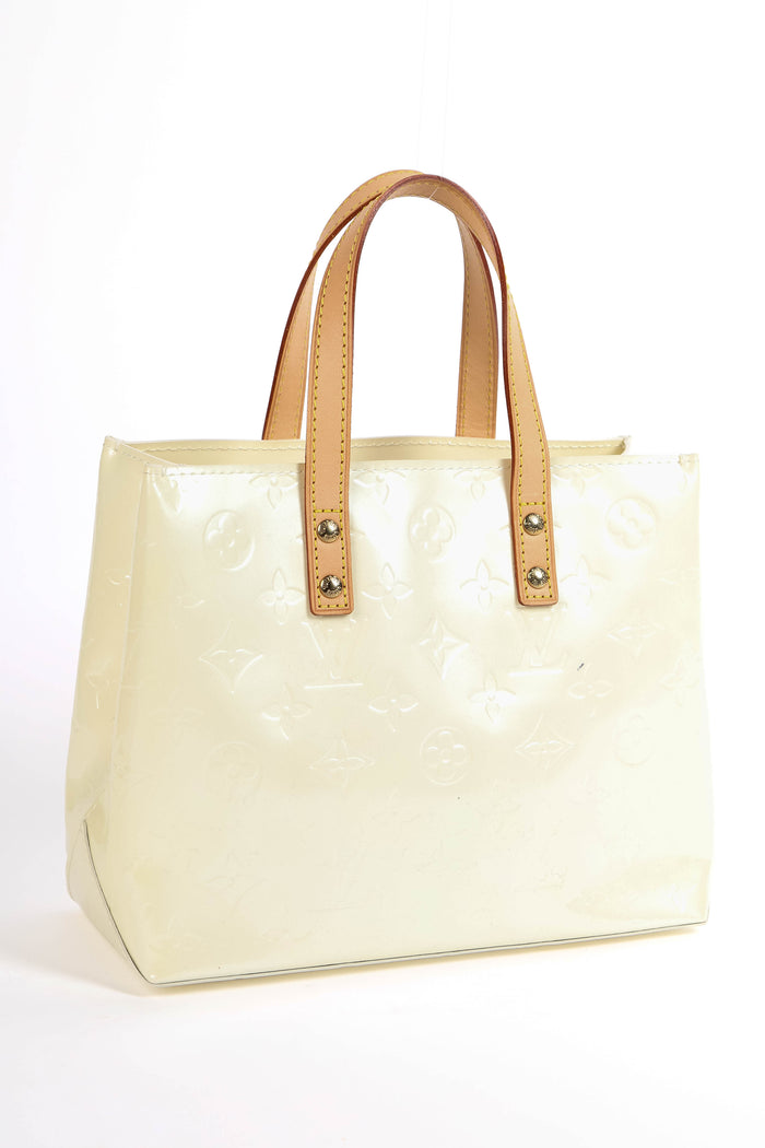 Vintage Louis Vuitton White Monogram Vernis Reed PM Tote Bag