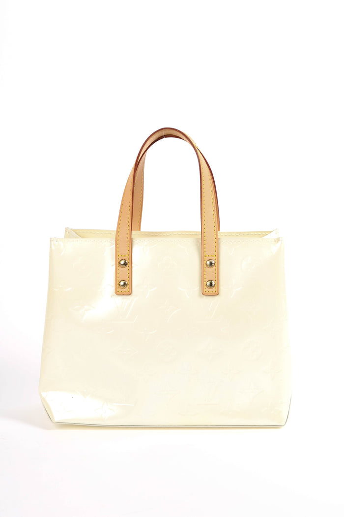 Vintage Louis Vuitton White Monogram Vernis Reed PM Tote Bag