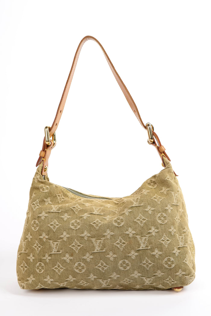 2000s Louis Vuitton Green Denim Baggy PM Monogram Shoulder Bag