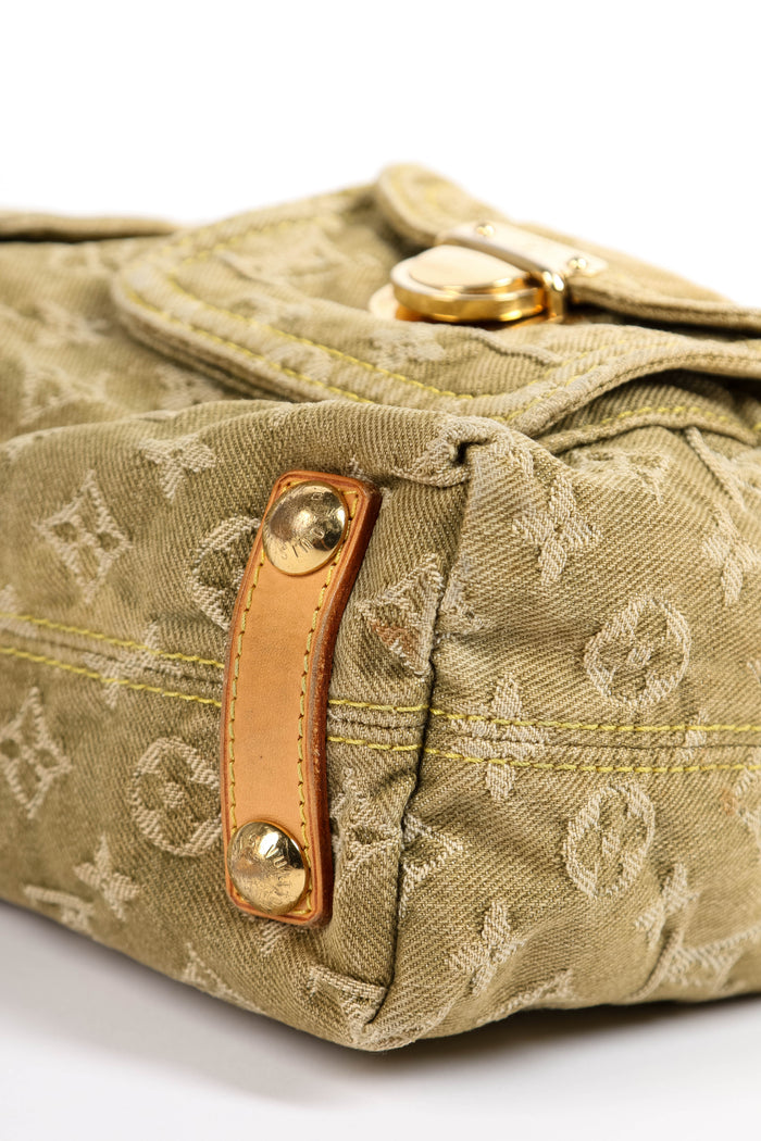 2000s Louis Vuitton Green Denim Baggy PM Monogram Shoulder Bag