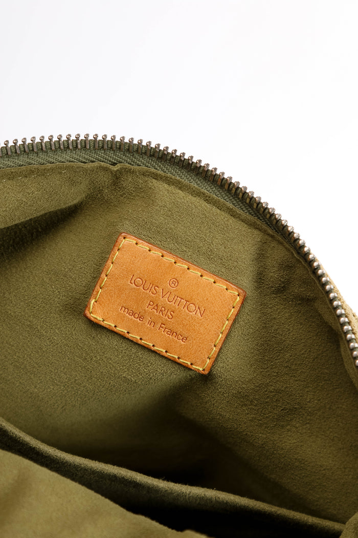 2000s Louis Vuitton Green Denim Baggy PM Monogram Shoulder Bag