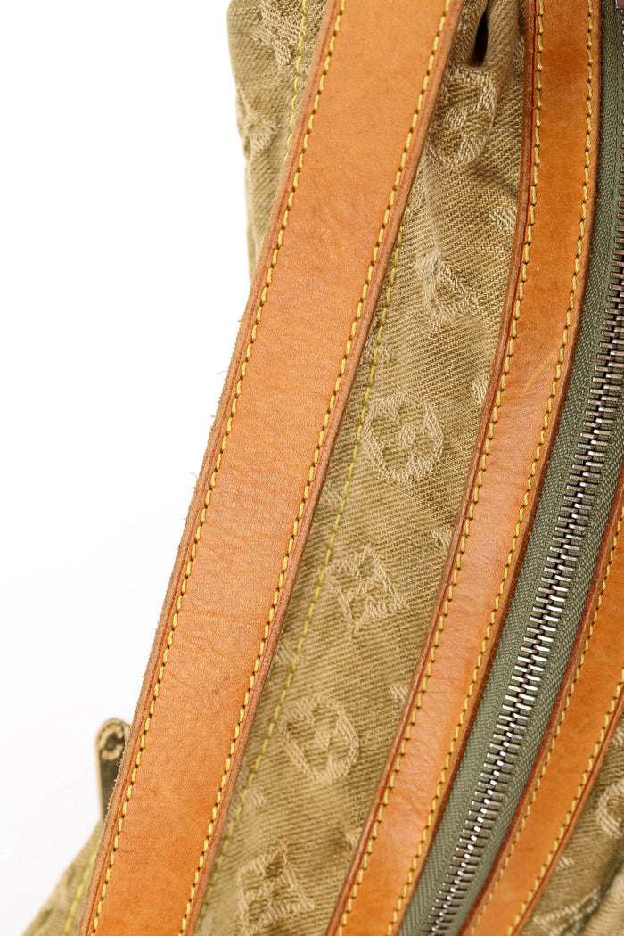 2000s Louis Vuitton Green Denim Baggy PM Monogram Shoulder Bag