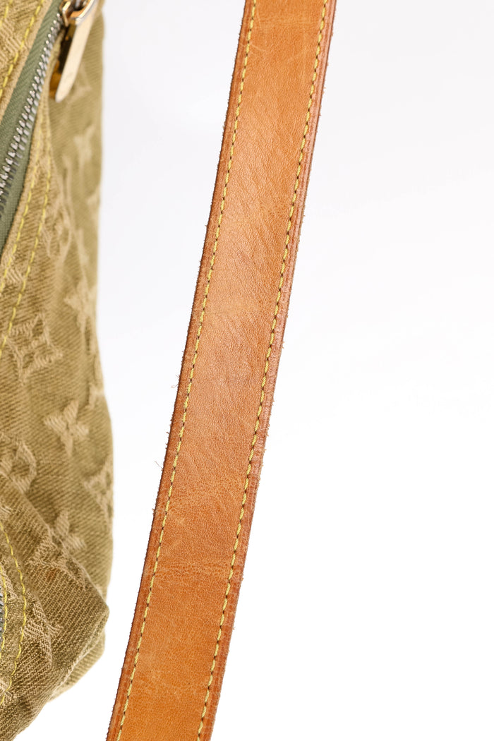 2000s Louis Vuitton Green Denim Baggy PM Monogram Shoulder Bag