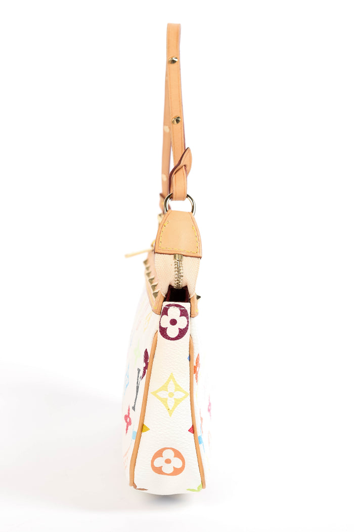 RARE Louis Vuitton x Takashi Murakami White Multicolour Pochette Accessoires
