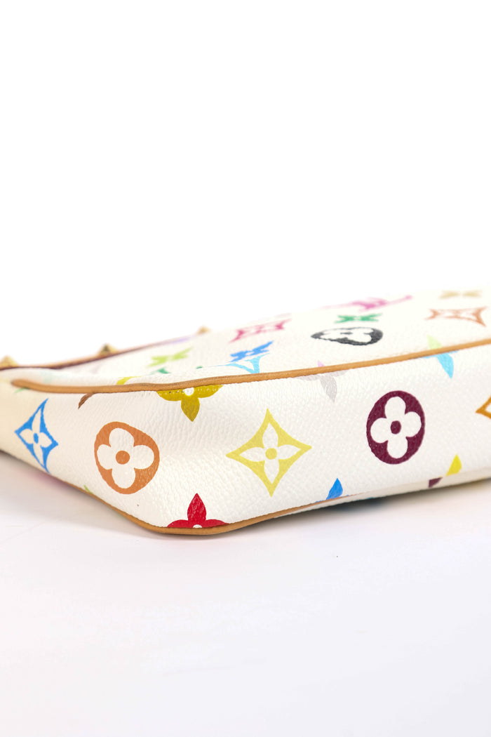 RARE Louis Vuitton x Takashi Murakami White Multicolour Pochette Accessoires
