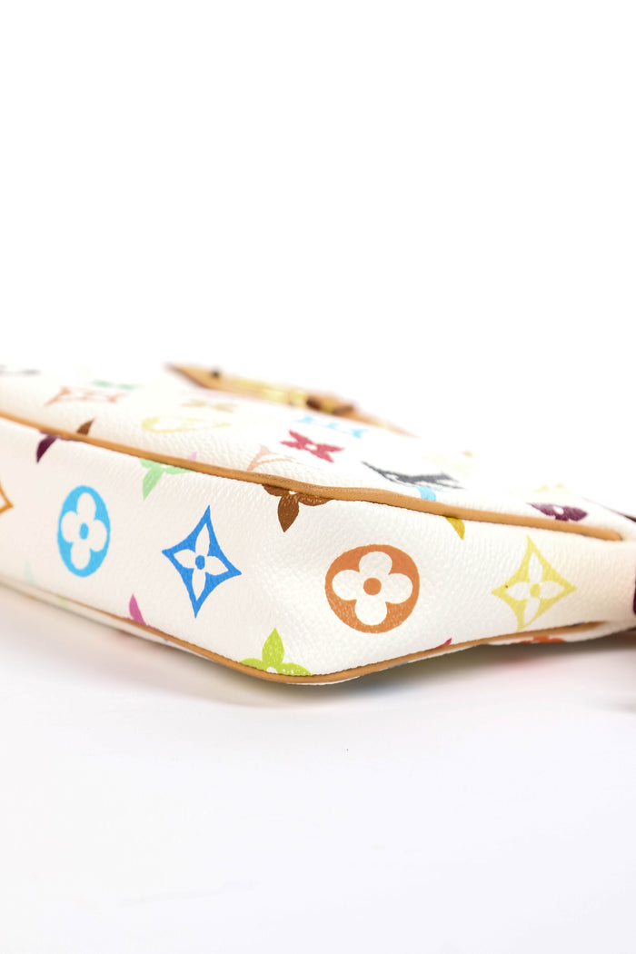 RARE Louis Vuitton x Takashi Murakami White Multicolour Pochette Accessoires