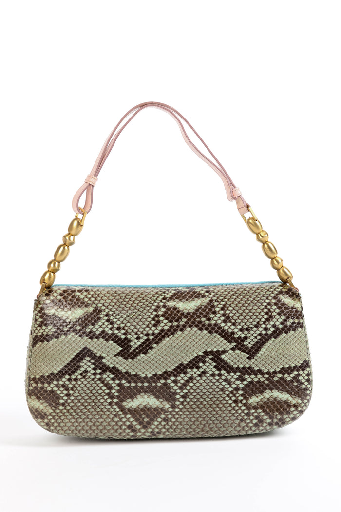 RARE Christian Dior Blue Pony Hair and Python Malice Shoulder Bag
