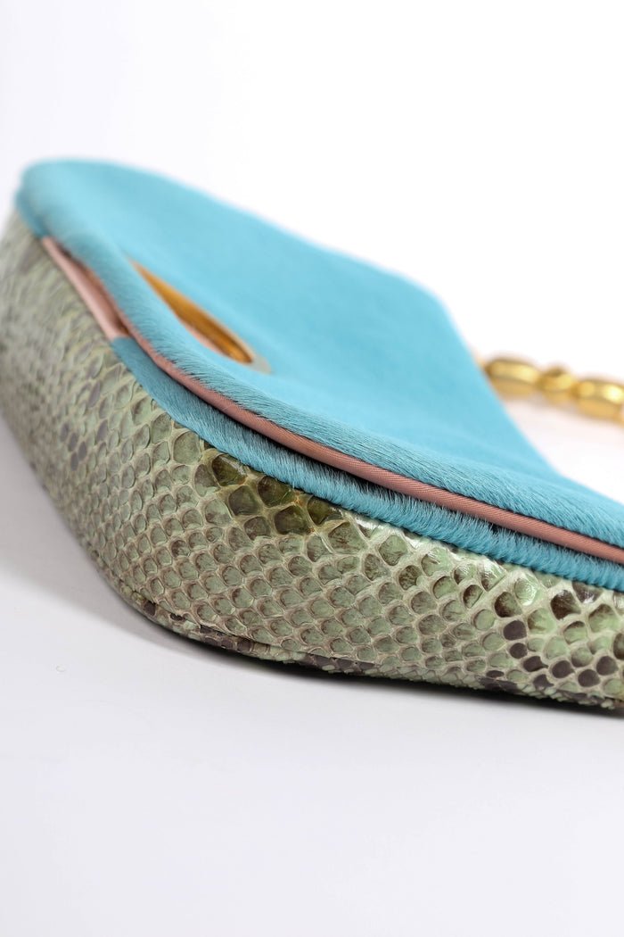 RARE Christian Dior Blue Pony Hair and Python Malice Shoulder Bag