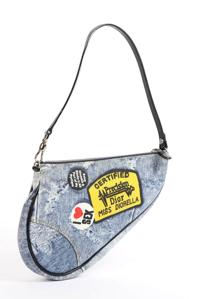 2000s Christian Dior "Diorella" Denim Print Saddle Bag