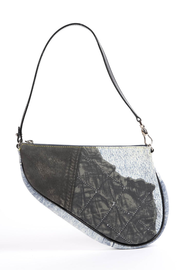 2000s Christian Dior "Diorella" Denim Print Saddle Bag
