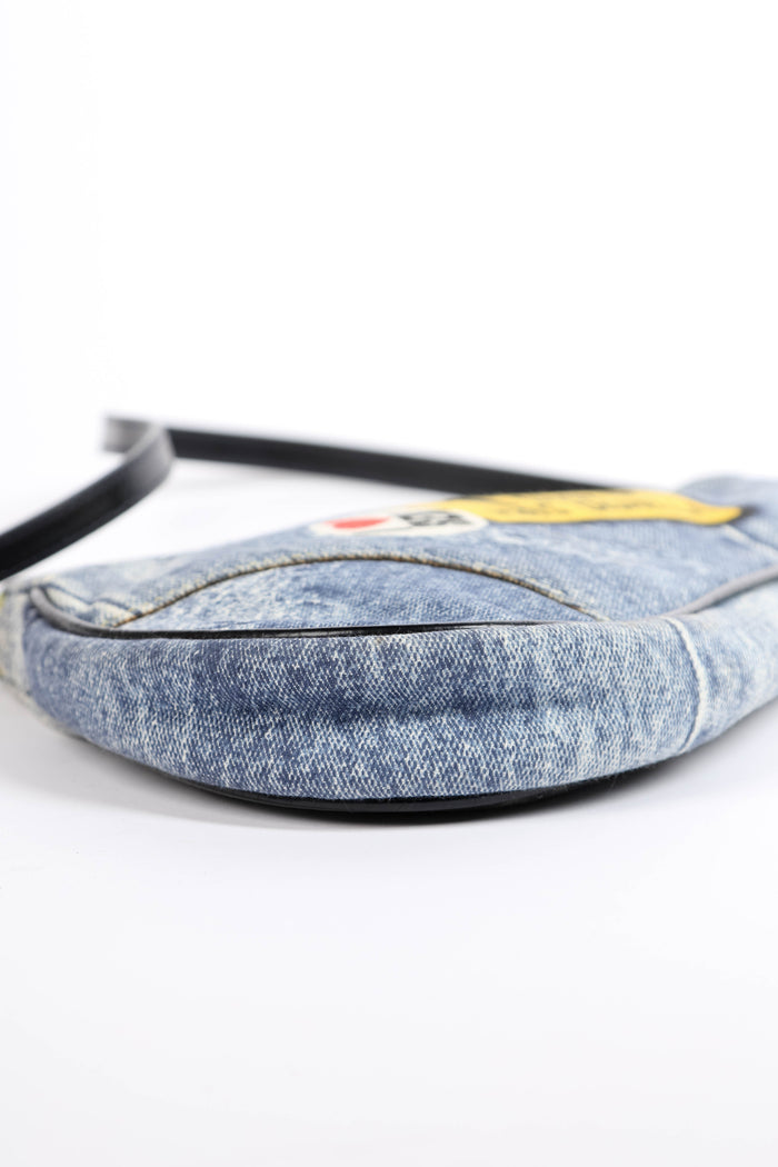 2000s Christian Dior "Diorella" Denim Print Saddle Bag