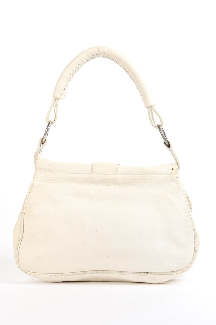 Vintage Christian Dior White Leather Gaucho Shoulder Bag