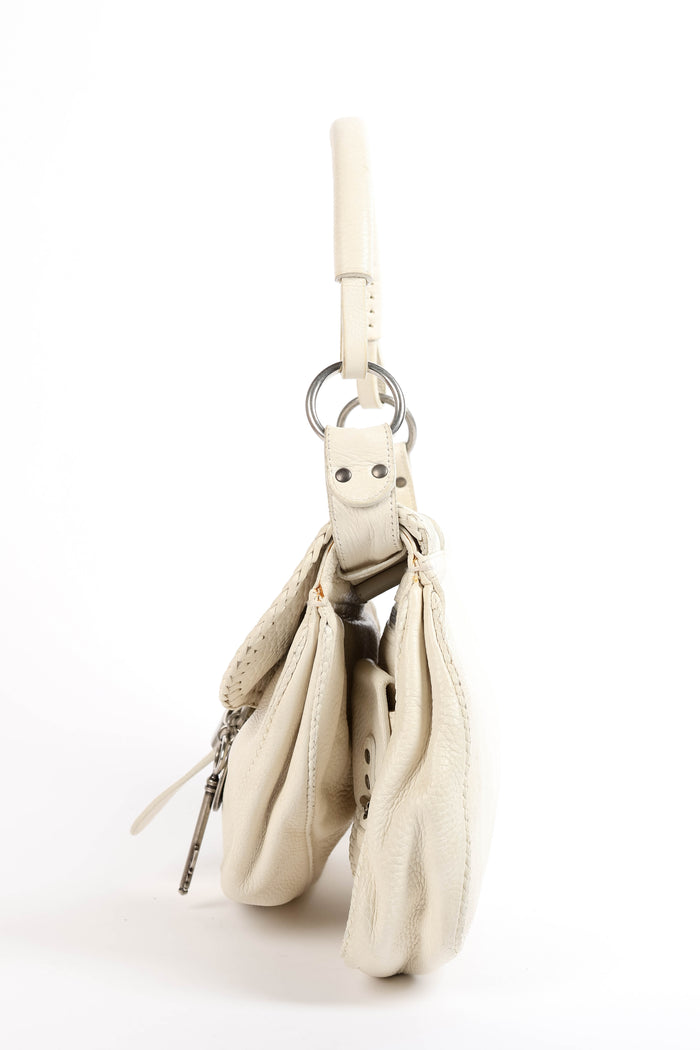 Vintage Christian Dior White Leather Gaucho Shoulder Bag