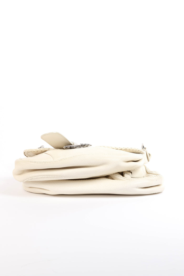 Vintage Christian Dior White Leather Gaucho Shoulder Bag
