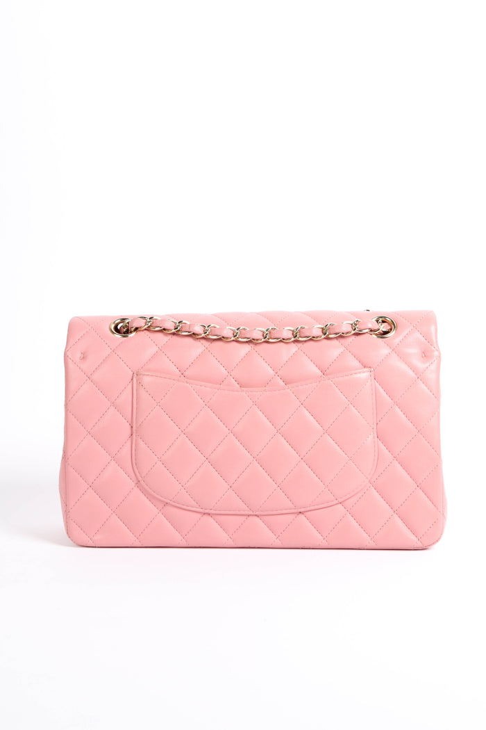 2010s Chanel Pink Lambskin Leather Medium Classic Double Flap Bag