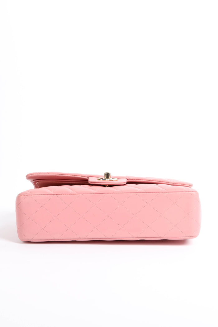 2010s Chanel Pink Lambskin Leather Medium Classic Double Flap Bag