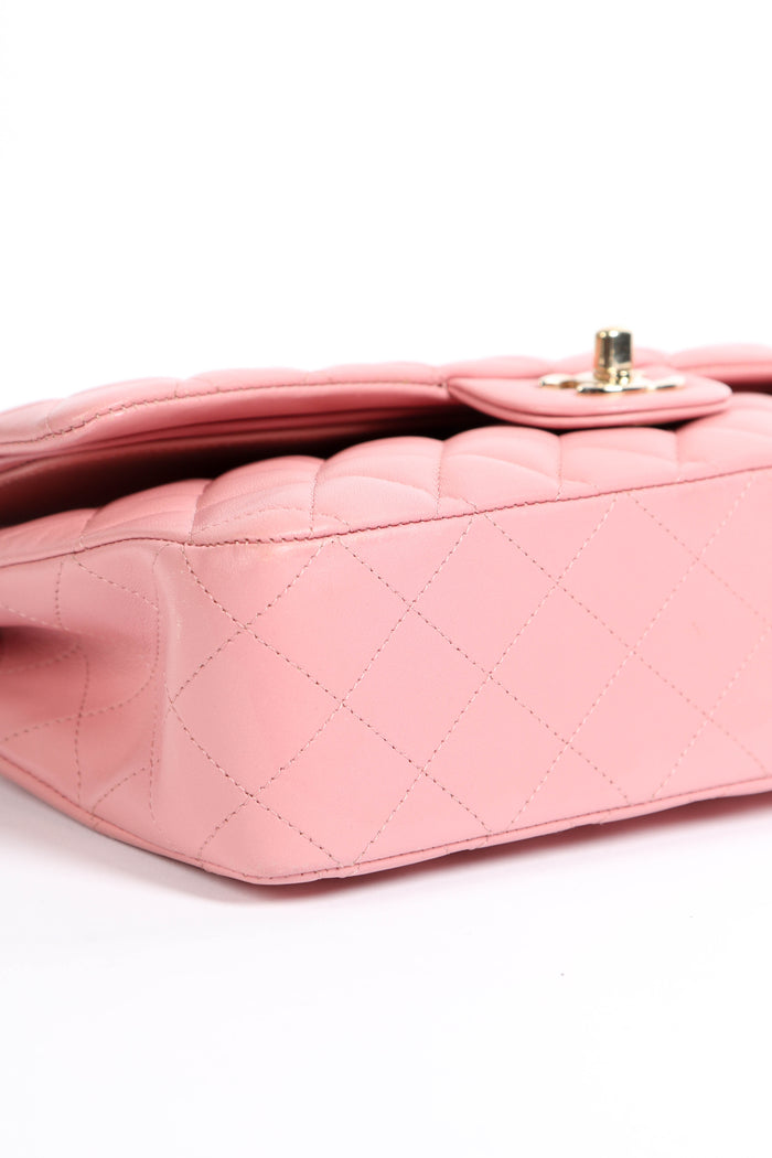 2010s Chanel Pink Lambskin Leather Medium Classic Double Flap Bag