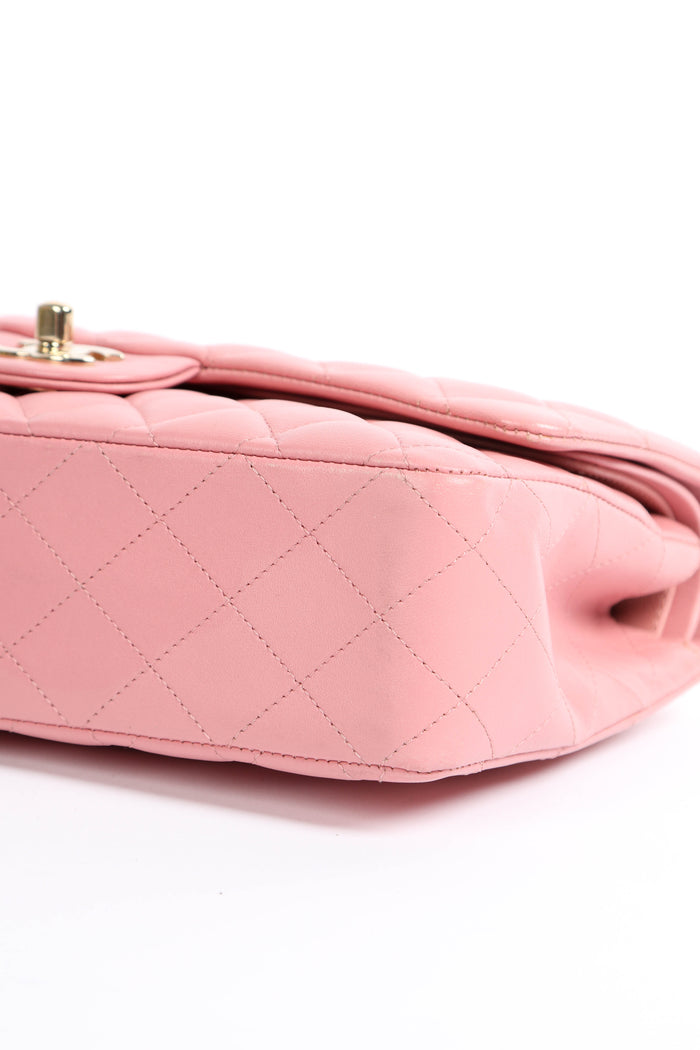 2010s Chanel Pink Lambskin Leather Medium Classic Double Flap Bag