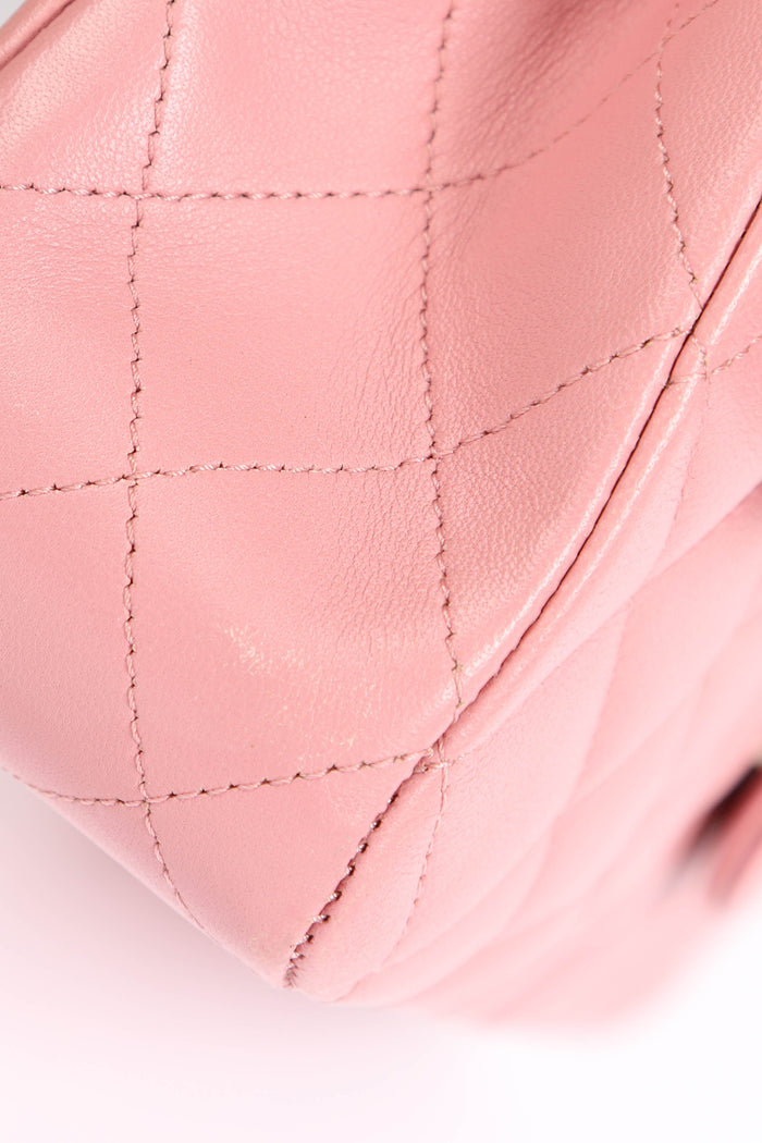 2010s Chanel Pink Lambskin Leather Medium Classic Double Flap Bag