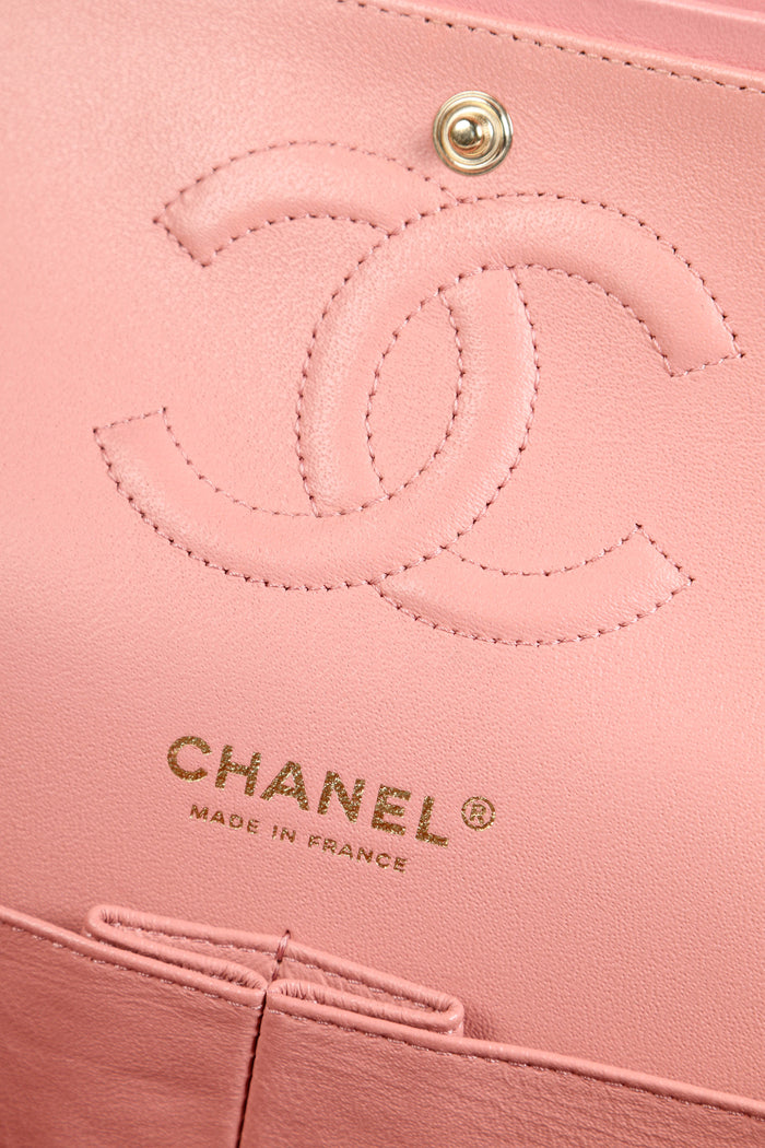 2010s Chanel Pink Lambskin Leather Medium Classic Double Flap Bag
