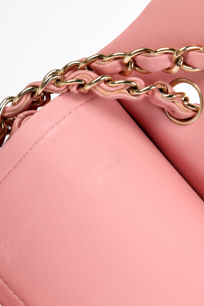 2010s Chanel Pink Lambskin Leather Medium Classic Double Flap Bag
