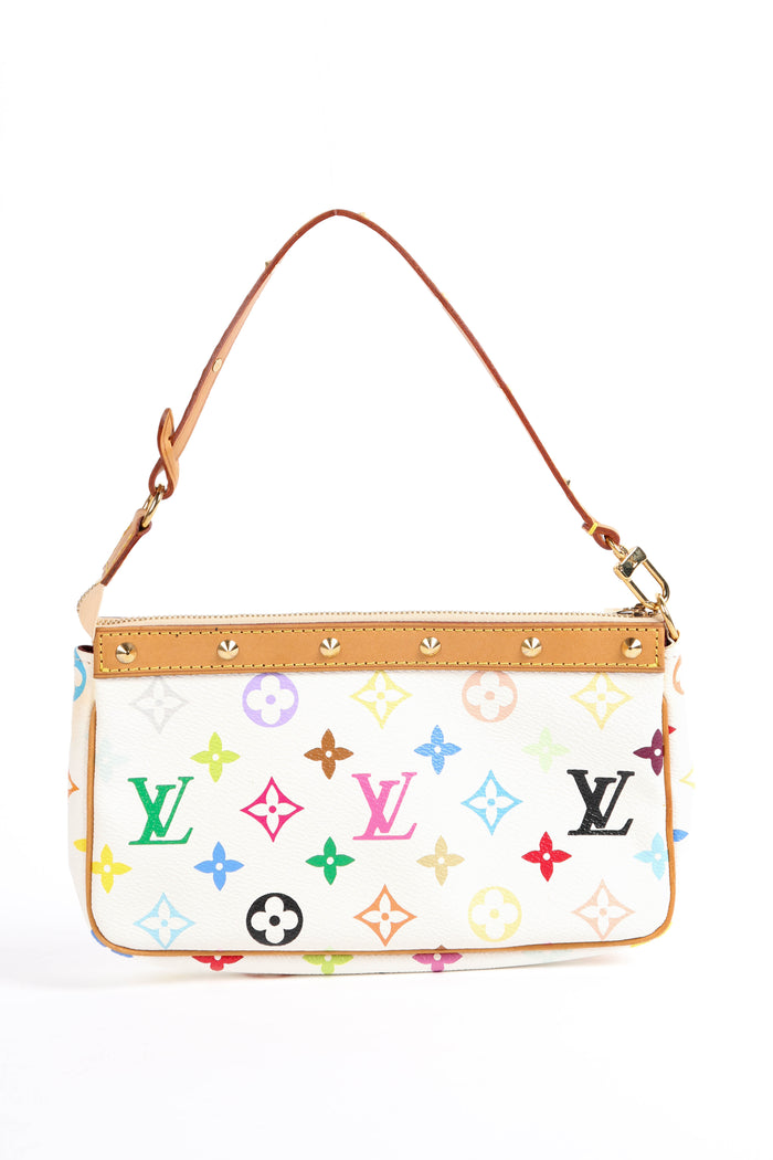 RARE Louis Vuitton x Takashi Murakami White Multicolour Pochette Accessoires