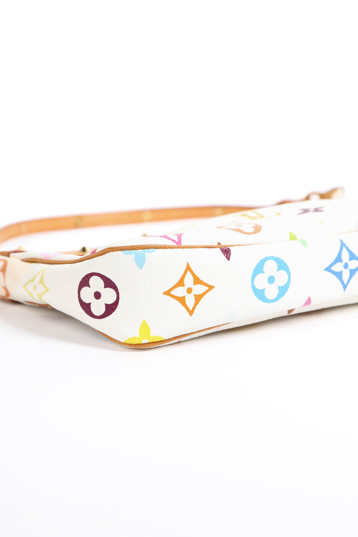 RARE Louis Vuitton x Takashi Murakami White Multicolour Pochette Accessoires