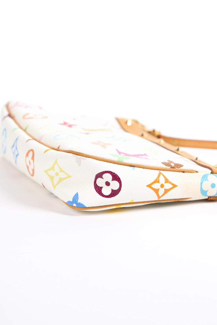 RARE Louis Vuitton x Takashi Murakami White Multicolour Pochette Accessoires
