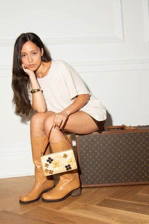 2000s Louis Vuitton Yellow Lexington Fleurs Pochette