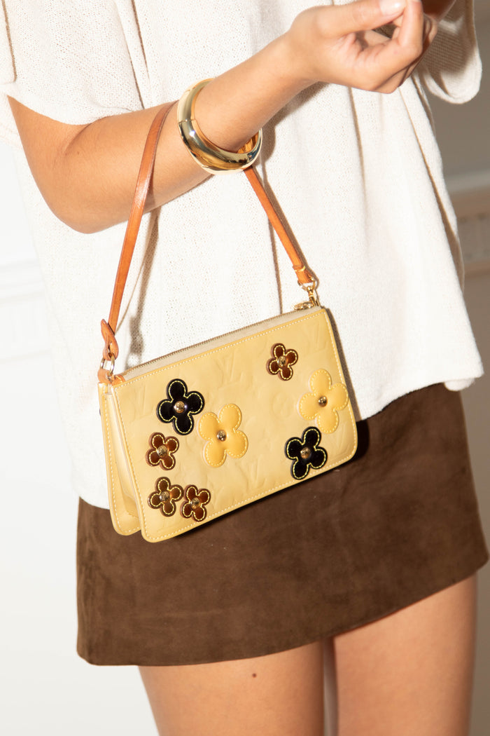 2000s Louis Vuitton Yellow Lexington Fleurs Pochette