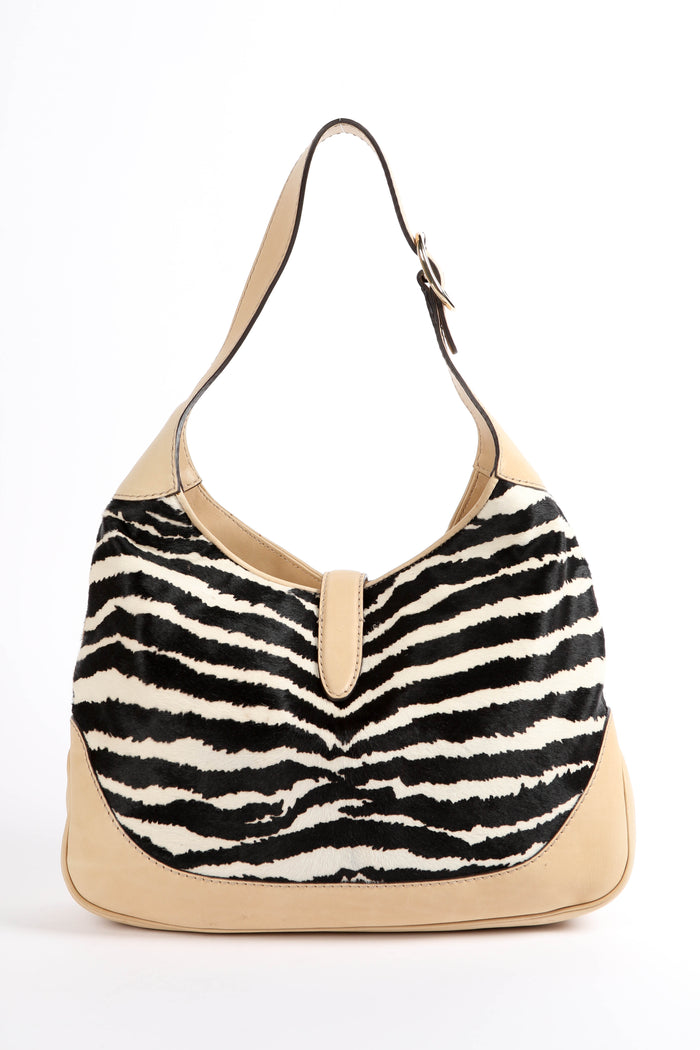 Vintage Gucci Zebra Print Pony Hair Jackie Shoulder Bag