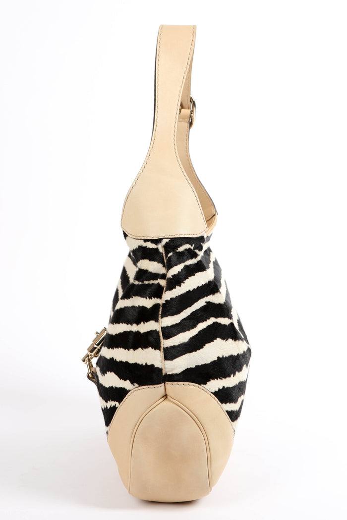 Vintage Gucci Zebra Print Pony Hair Jackie Shoulder Bag