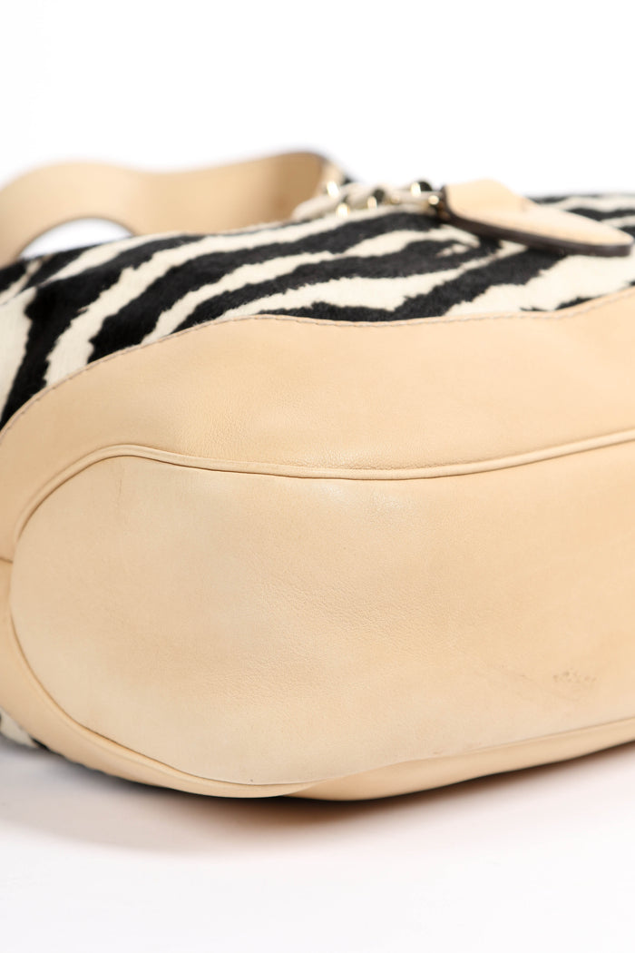 Vintage Gucci Zebra Print Pony Hair Jackie Shoulder Bag