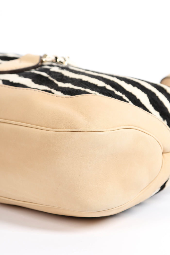 Vintage Gucci Zebra Print Pony Hair Jackie Shoulder Bag