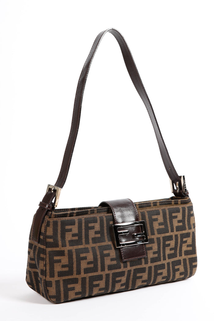 Vintage Fendi Zucca Canvas Shoulder Bag
