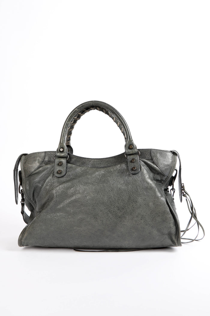 2010s Balenciaga Grey Leather City Bag