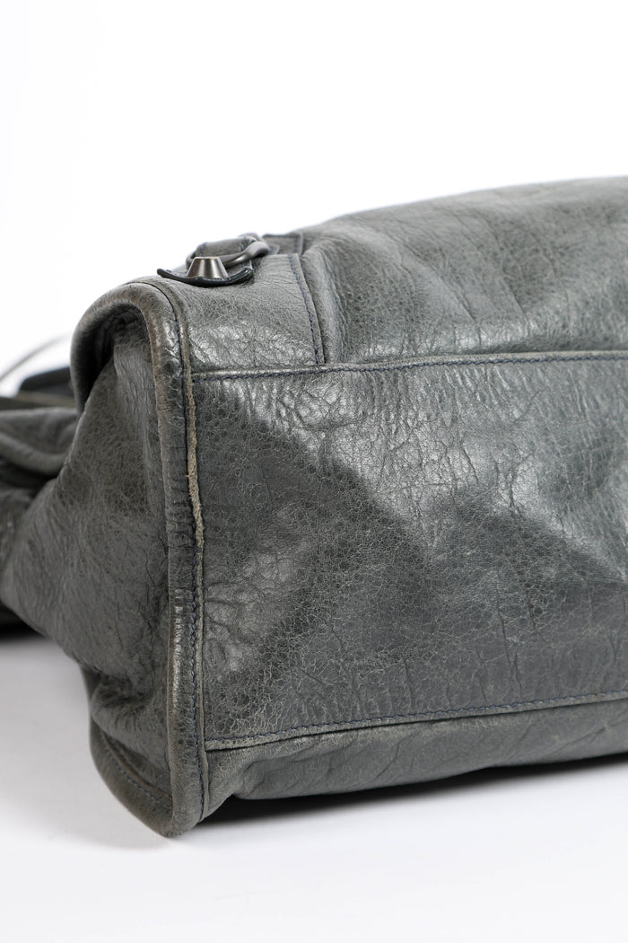 2010s Balenciaga Grey Leather City Bag