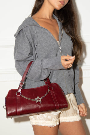 RARE Christin Dior Burgundy Leather Hardcore Piercing Shoulder Bag